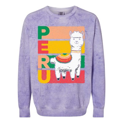 Sweet Llama Peru Illustration For A Peruvian Colorblast Crewneck Sweatshirt