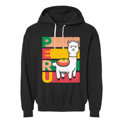 Sweet Llama Peru Illustration For A Peruvian Garment-Dyed Fleece Hoodie