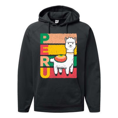 Sweet Llama Peru Illustration For A Peruvian Performance Fleece Hoodie