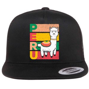 Sweet Llama Peru Illustration For A Peruvian Flat Bill Trucker Hat