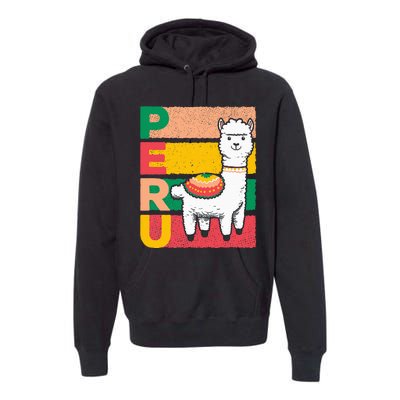 Sweet Llama Peru Illustration For A Peruvian Premium Hoodie