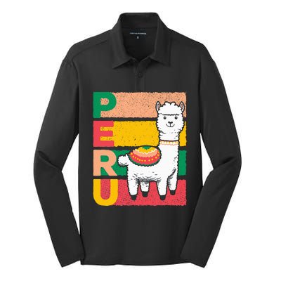 Sweet Llama Peru Illustration For A Peruvian Silk Touch Performance Long Sleeve Polo