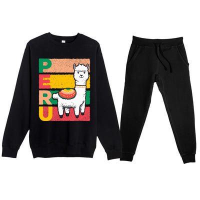 Sweet Llama Peru Illustration For A Peruvian Premium Crewneck Sweatsuit Set