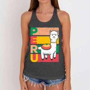 Sweet Llama Peru Illustration For A Peruvian Women's Knotted Racerback Tank