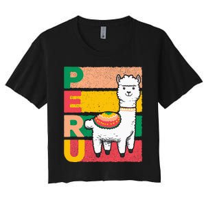 Sweet Llama Peru Illustration For A Peruvian Women's Crop Top Tee