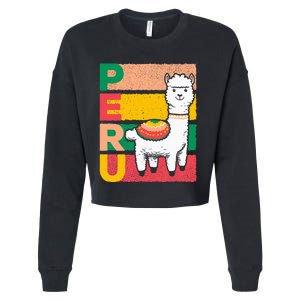 Sweet Llama Peru Illustration For A Peruvian Cropped Pullover Crew