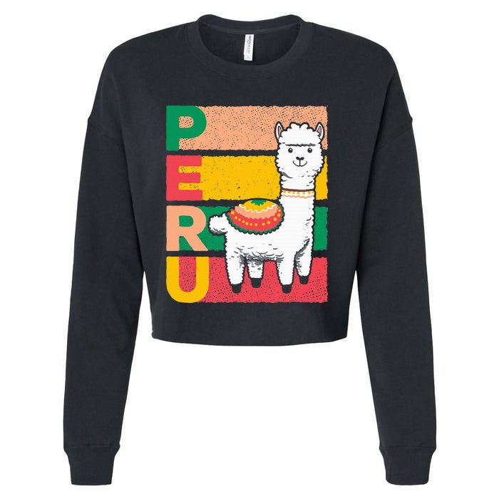 Sweet Llama Peru Illustration For A Peruvian Cropped Pullover Crew