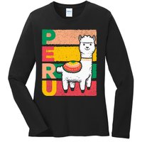 Sweet Llama Peru Illustration For A Peruvian Ladies Long Sleeve Shirt