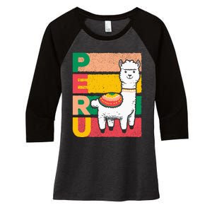 Sweet Llama Peru Illustration For A Peruvian Women's Tri-Blend 3/4-Sleeve Raglan Shirt