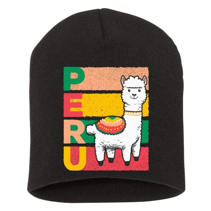 Sweet Llama Peru Illustration For A Peruvian Short Acrylic Beanie