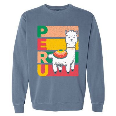 Sweet Llama Peru Illustration For A Peruvian Garment-Dyed Sweatshirt