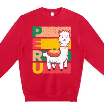 Sweet Llama Peru Illustration For A Peruvian Premium Crewneck Sweatshirt