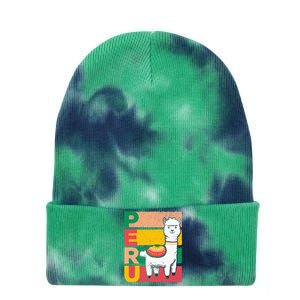 Sweet Llama Peru Illustration For A Peruvian Tie Dye 12in Knit Beanie