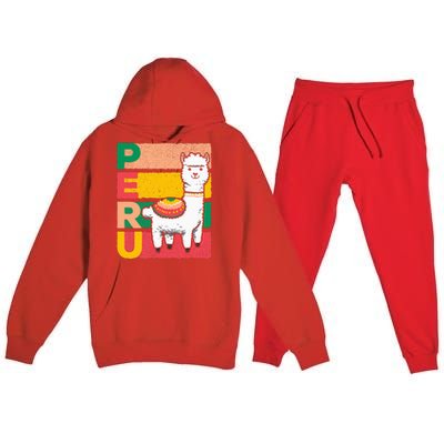 Sweet Llama Peru Illustration For A Peruvian Premium Hooded Sweatsuit Set