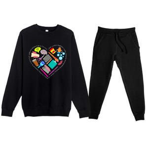 Speech Language Pathology SLP Speech Pathologist Heart Shape Premium Crewneck Sweatsuit Set