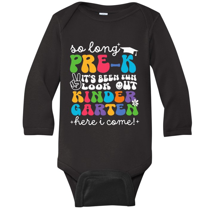 So Long Prek Graduation Kindergarten Here I Come 2024 Baby Long Sleeve Bodysuit