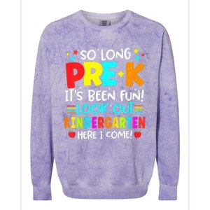 So Long Pre K Kindergarten Here Graduate Last Day Of School Colorblast Crewneck Sweatshirt