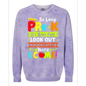 So Long Pre K Its Been Kindergarten Here I Come Colorblast Crewneck Sweatshirt