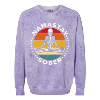 Skeleton Lotus Position Yoga Sober Addiction Recovery Colorblast Crewneck Sweatshirt