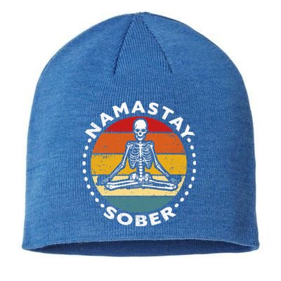 Skeleton Lotus Position Yoga Sober Addiction Recovery Sustainable Beanie