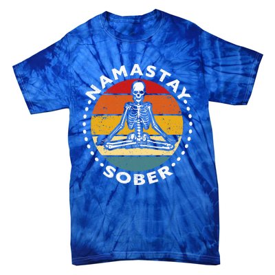 Skeleton Lotus Position Yoga Sober Addiction Recovery Tie-Dye T-Shirt