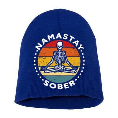 Skeleton Lotus Position Yoga Sober Addiction Recovery Short Acrylic Beanie