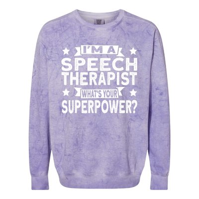 Speech Language Pathologist Superhero Speech Therapy Colorblast Crewneck Sweatshirt