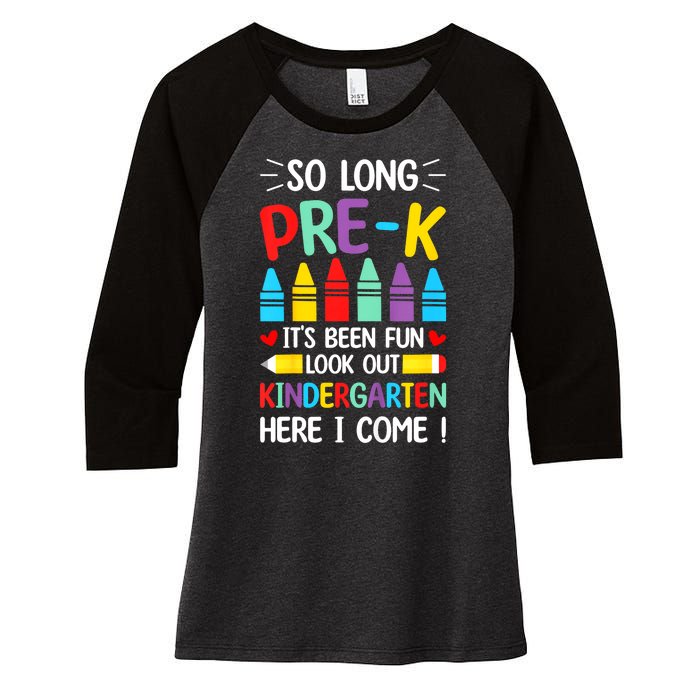 So Long Pre K Graduation Kindergarten Here I Come 2024 Gift Women's Tri-Blend 3/4-Sleeve Raglan Shirt