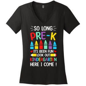 So Long Pre K Graduation Kindergarten Here I Come 2024 Gift Women's V-Neck T-Shirt