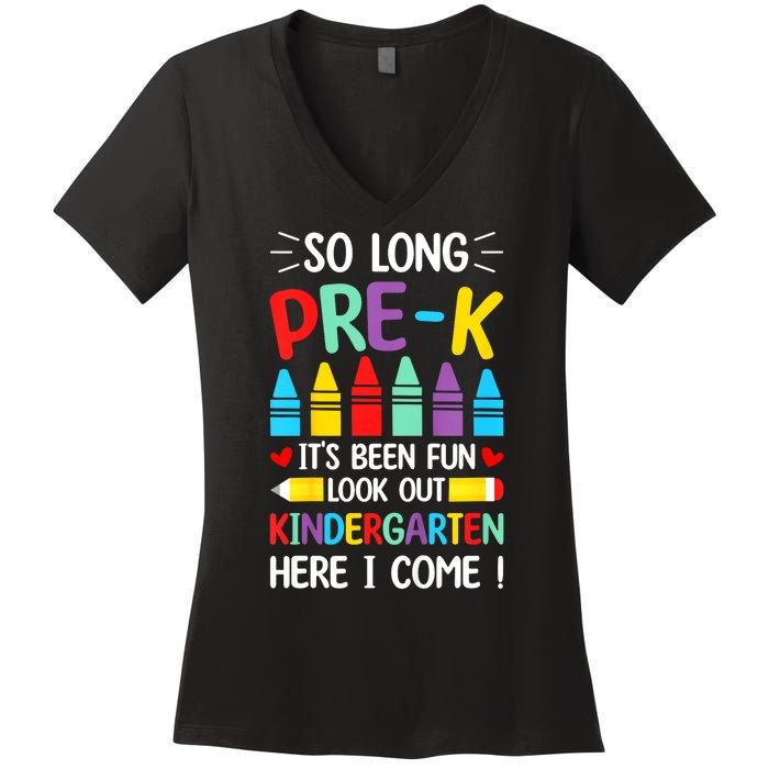 So Long Pre K Graduation Kindergarten Here I Come 2024 Gift Women's V-Neck T-Shirt