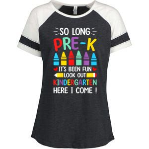 So Long Pre K Graduation Kindergarten Here I Come 2024 Gift Enza Ladies Jersey Colorblock Tee