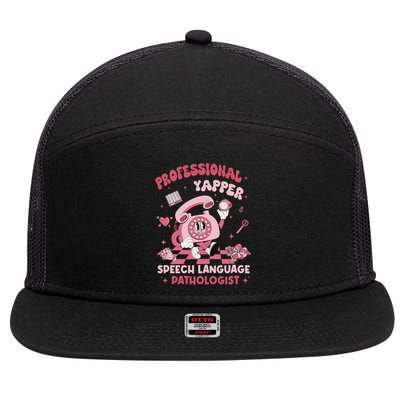 Speech Language Pathologist Retro Slp Professional Yapper 7 Panel Mesh Trucker Snapback Hat