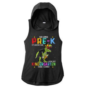 So Long Pre-K Kindergarten Here I Come Dinosaur Graduation Ladies PosiCharge Tri-Blend Wicking Draft Hoodie Tank