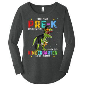 So Long Pre-K Kindergarten Here I Come Dinosaur Graduation Women's Perfect Tri Tunic Long Sleeve Shirt