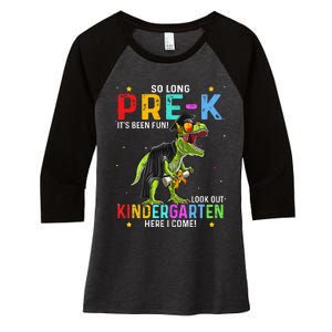 So Long Pre-K Kindergarten Here I Come Dinosaur Graduation Women's Tri-Blend 3/4-Sleeve Raglan Shirt