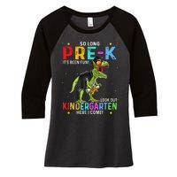 So Long Pre-K Kindergarten Here I Come Dinosaur Graduation Women's Tri-Blend 3/4-Sleeve Raglan Shirt