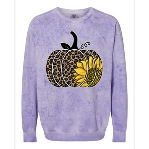 Sunflower Leopard Pumpkin Colorblast Crewneck Sweatshirt