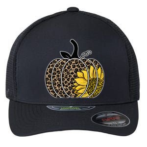 Sunflower Leopard Pumpkin Flexfit Unipanel Trucker Cap