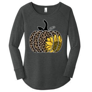 Sunflower Leopard Pumpkin Women's Perfect Tri Tunic Long Sleeve Shirt