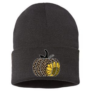 Sunflower Leopard Pumpkin Sustainable Knit Beanie