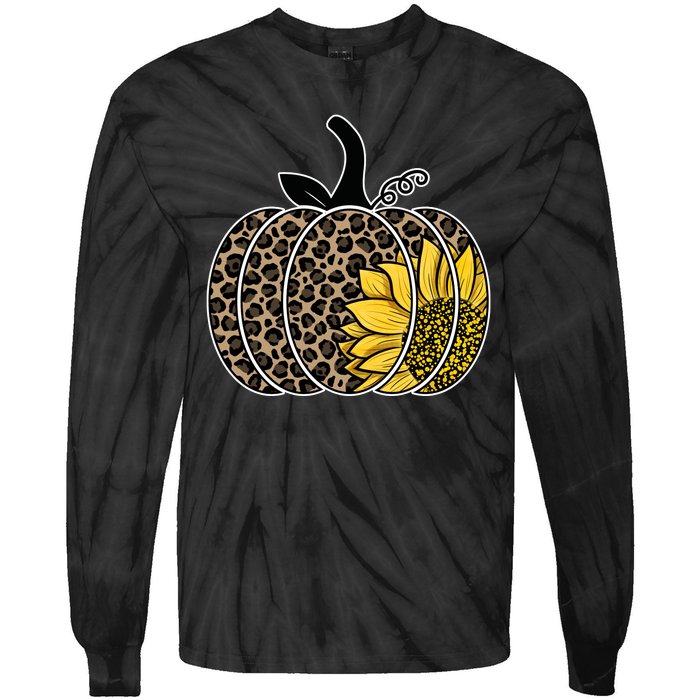 Sunflower Leopard Pumpkin Tie-Dye Long Sleeve Shirt