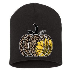 Sunflower Leopard Pumpkin Short Acrylic Beanie