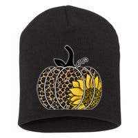 Sunflower Leopard Pumpkin Short Acrylic Beanie