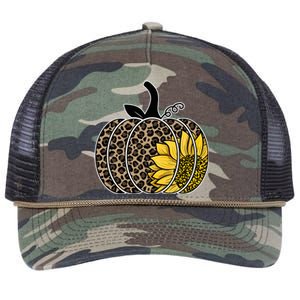 Sunflower Leopard Pumpkin Retro Rope Trucker Hat Cap