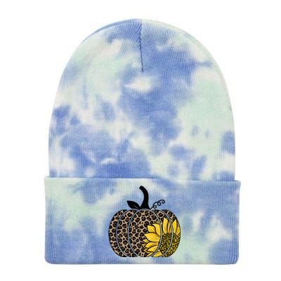 Sunflower Leopard Pumpkin Tie Dye 12in Knit Beanie