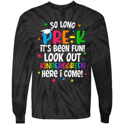 So Long PreK Kindergarten Here I Come Graduation Gifts Tie-Dye Long Sleeve Shirt