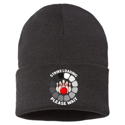 Strike Loading Please Wait Funny Bowling Player Lover Sustainable Knit Beanie