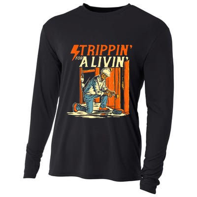 Stripping Living Powerline Father’S Day Electricians Gift Cooling Performance Long Sleeve Crew