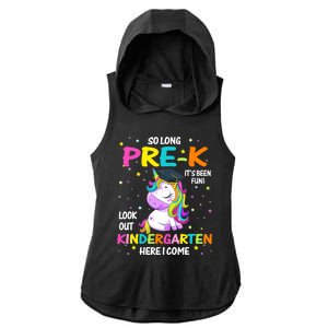 So Long Pre-K Kindergarten Here I Come Unicorn Graduation Ladies PosiCharge Tri-Blend Wicking Draft Hoodie Tank