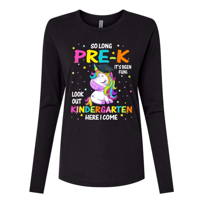 So Long Pre-K Kindergarten Here I Come Unicorn Graduation Womens Cotton Relaxed Long Sleeve T-Shirt